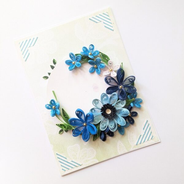 PXL_20250323_095245209 Blue Themed Quilled Flowers Greeting Card