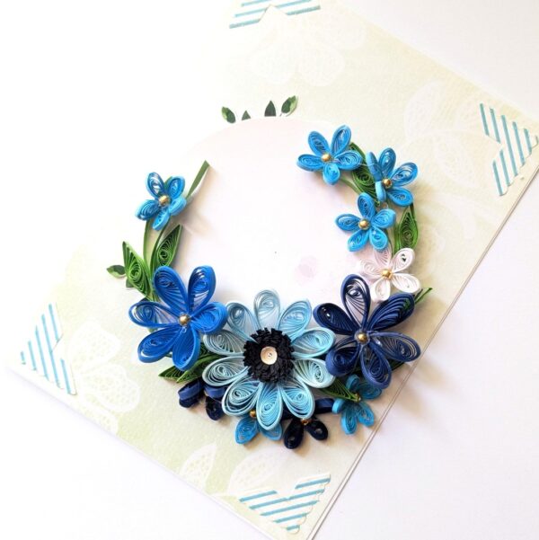 PXL_20250323_095316477 Blue Themed Quilled Flowers Greeting Card