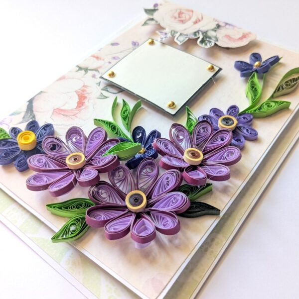 Purple Themed Quilled Flowers Greeting Card image