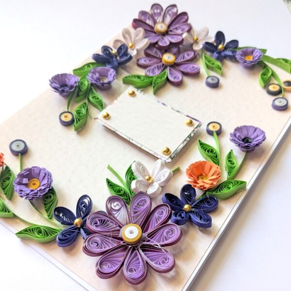 PXL_20250323_095533150 Purple Quilled Flowers Corner Greeting Card