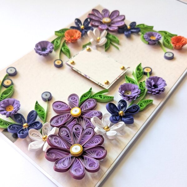 PXL_20250323_095551957 Purple Quilled Flowers Corner Greeting Card