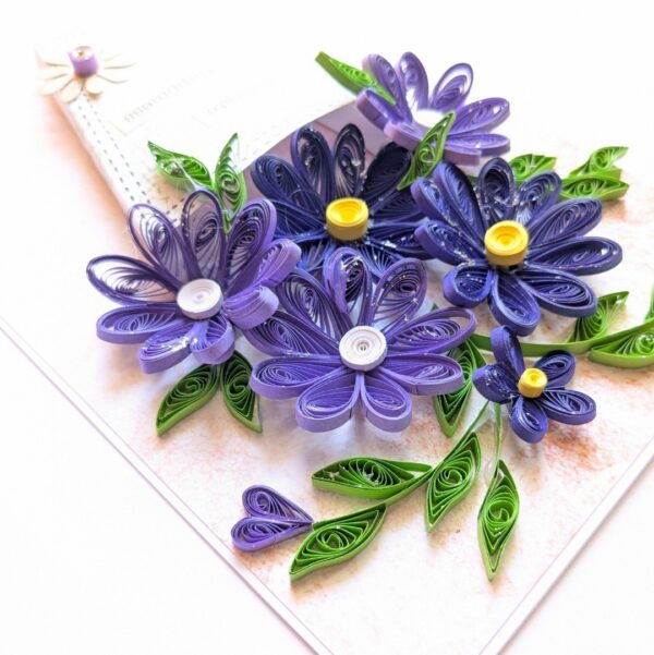 Purple Themed Quilled Flowers Greeting Card image