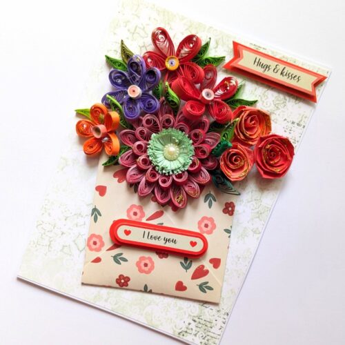 Quilled Flowers In Envelope Greeting Card
