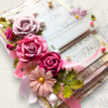 Floral Fusion pink handmade greeting card
