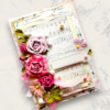 Floral Fusion pink handmade greeting card