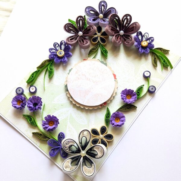 PXL_20250503_102628310 Purple Quilled Flowers Corner Greeting Card