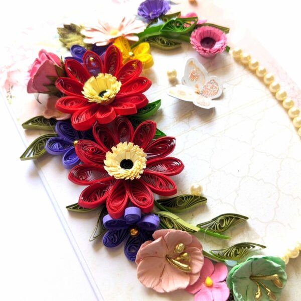 PXL_20250503_102704292 Red Quilled Flowers Corner Greeting Card