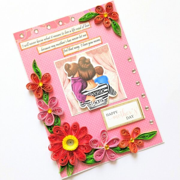 Red Quilled Flowers Mother Greeting Card image