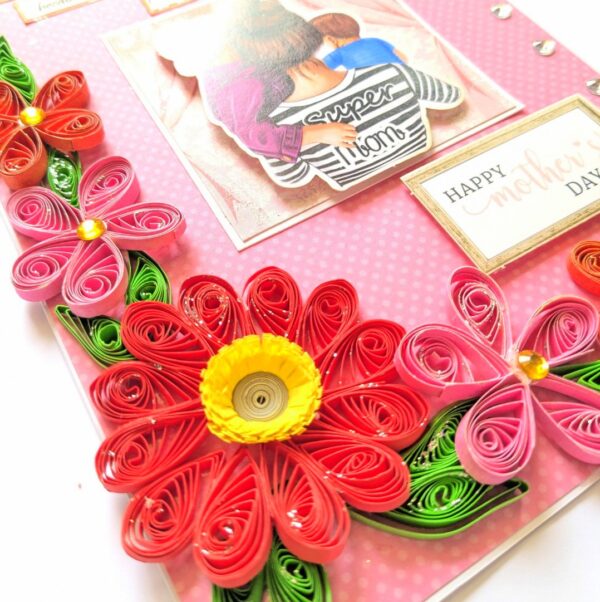 Red Quilled Flowers Mother Greeting Card image