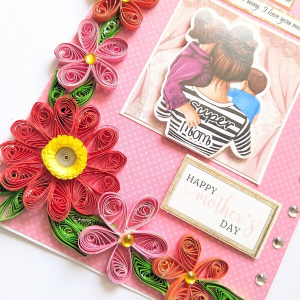 Red Quilled Flowers Mother Greeting Card image