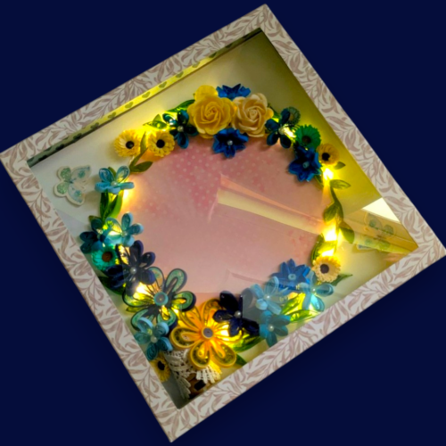 Blues Quilled Greeting card with Light and Box