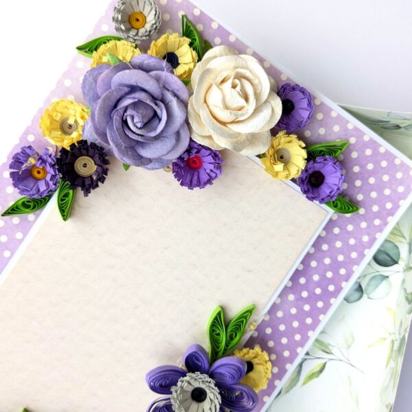 Purple Quilled Greeting card with Light and Box