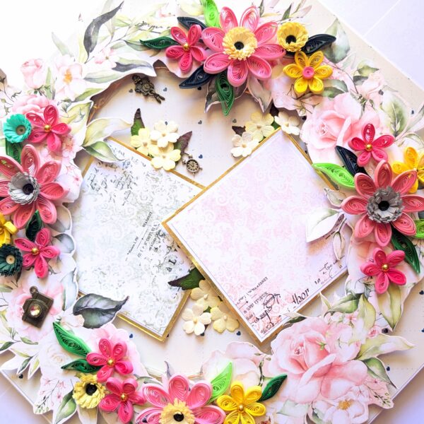 PXL_20250908_100145341 Quilled Floral Garland Big card with Lights