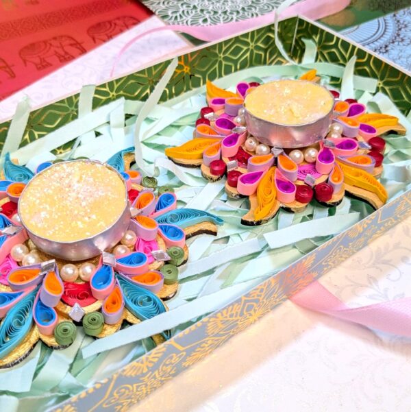 Quilled Tealight Candle Holders - Set of 2