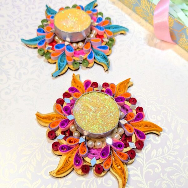 Quilled Tealight Candle Holders - Set of 2
