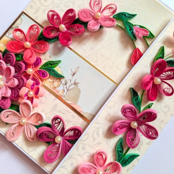 PXL_20251115_071322318 Pinks Quilled Mini Scrapbook Greeting Card