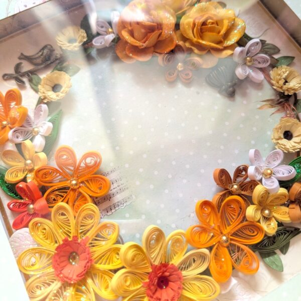 Yellows Quilled Greeting card with Light and Box