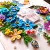 A4 Sparkling Quilled Flowers Birthday Greeting card