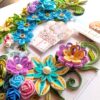 A4 Sparkling Quilled Flowers Birthday Greeting card