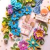 A4 Sparkling Quilled Flowers Birthday Greeting card