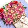 Pink Bouquet Quilled flowers greeting card