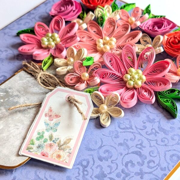 Pink Bouquet Quilled flowers greeting card