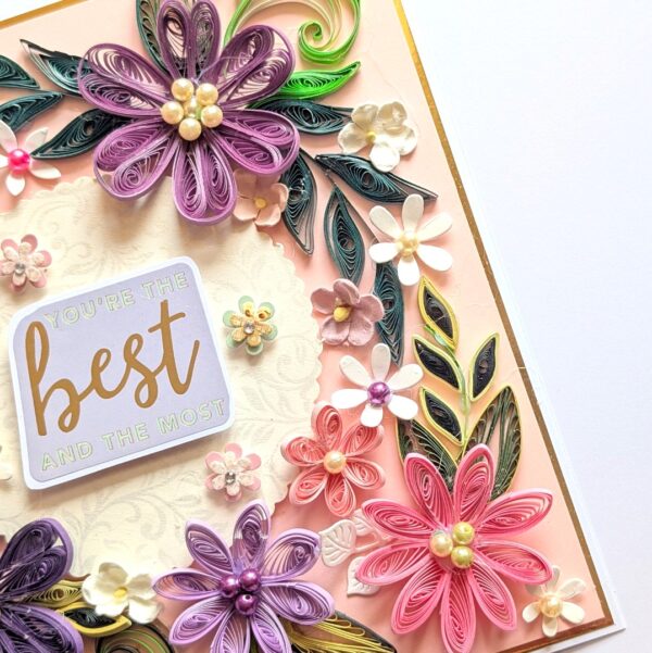PXL_20260502_094221575 Sparkling Pink Purple Quilled Flowers Card