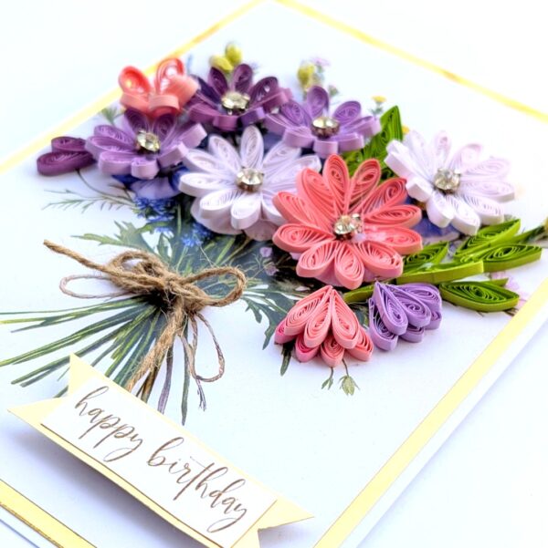 Purple Quilled Bouquet Greeting card