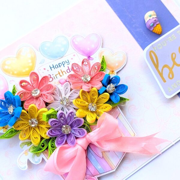 Quilled Flowers In Gift box Greeting Card