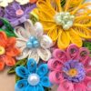 Multicolored Quilled flowers greeting cad