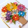 Multicolored Quilled flowers greeting cad