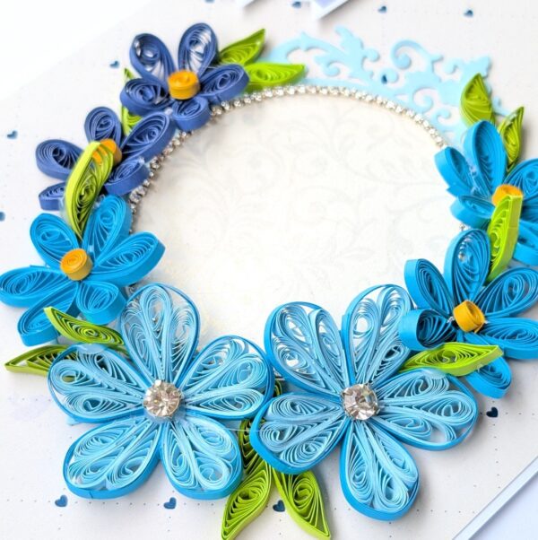 PXL_20260719_065027726 Blue Themed Quilled Flowers Greeting Card