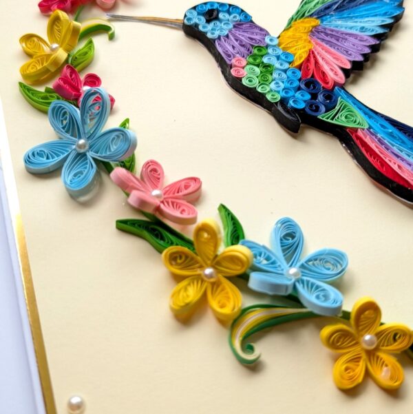 PXL_20260801_044959053 Quilled Bird with flowers A4 greeting card