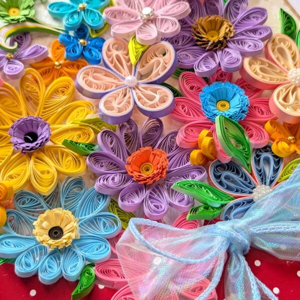 PXL_20260913_095355551 A4 Multicolored Quilled flowers in envelope greeting card