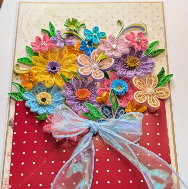 PXL_20260913_095413231 A4 Multicolored Quilled flowers in envelope greeting card