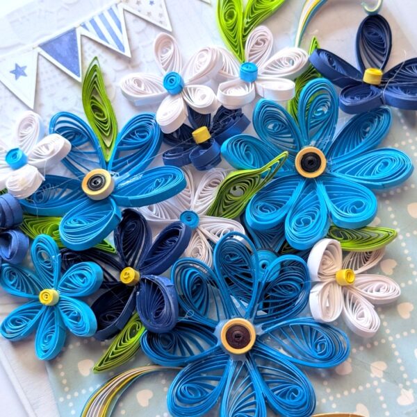 PXL_20260913_102636966 Blue Themed Quilled Flowers Greeting Card