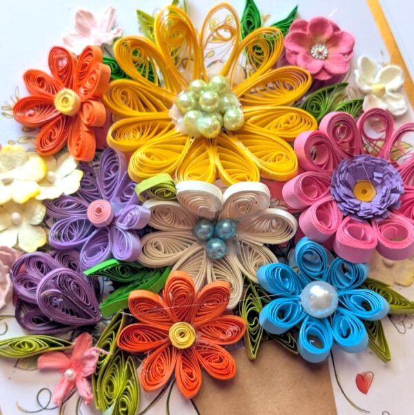 PXL_20260913_102657711 Multicolored Quilled flowers greeting card