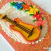 Guitar and Quilled Flowers Greeting Card image
