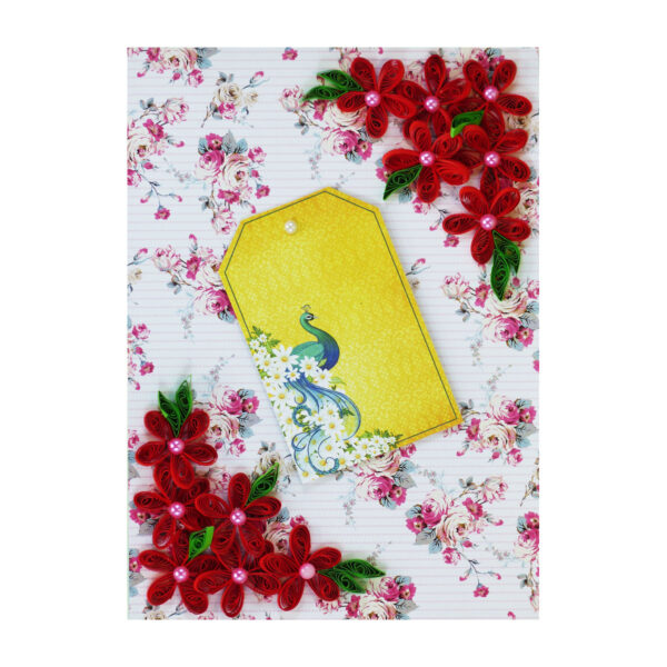 Red Quilled Flowers Corner Greeting Card image