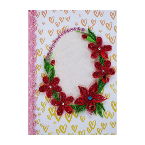 Red Themed Quilled Flowers Greeting Card image