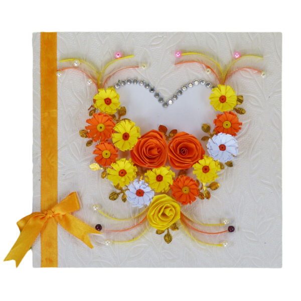 Yellow Themed Quilled Flowers in Heart Greeting Card image Yellow Themed Quilled Flowers in Heart Greeting Card image