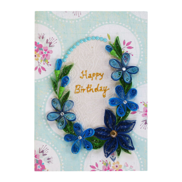 Blue Themed Quilled Flowers Greeting Card Birthday image Blue Themed Quilled Flowers Greeting Card Birthday image