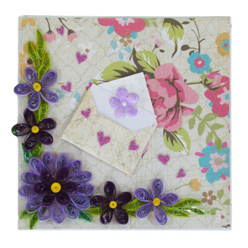 Purple Quilled Flowers Greeting Card image