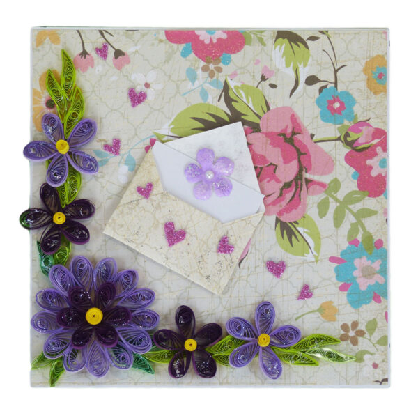 Purple Quilled Flowers Greeting Card image