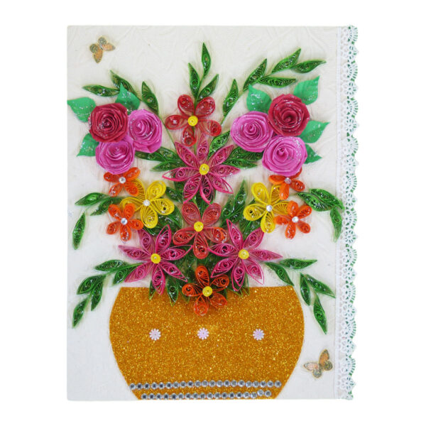 Sparkling Basket Full Quilled Flowers Greeting Card image