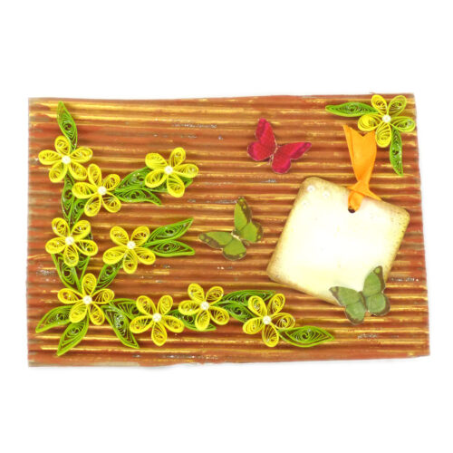 Quilled Flowers on Funky Golden Base Greeting Card image