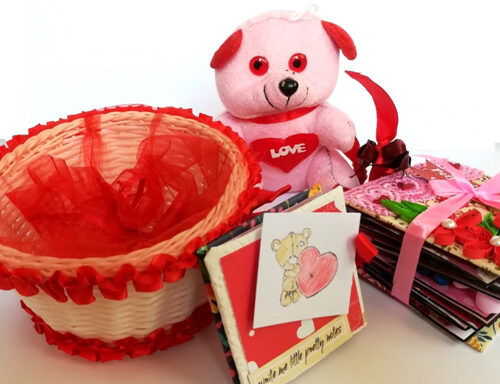 Valentine Handmade Gifts Teddy Hamper image