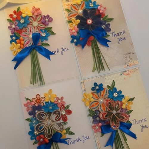 Quilled Thank you cards - Pack of 4