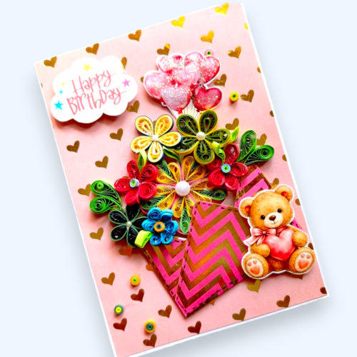 Quilled Flowers In Envelope Love Greeting Card