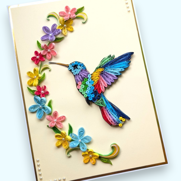 quilled-bird-card-Photoroom Quilled Bird with flowers A4 greeting card
